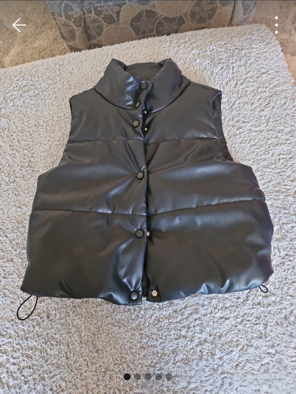 No Boundaries Black Faux Leather Puffer Vest